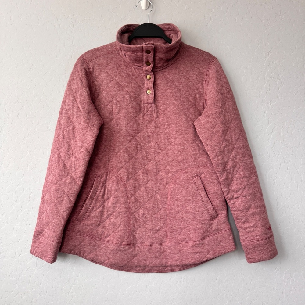 Marmot Quilted Pullover Snap Mock Neck Pockets Casual Top Heathered Pink M‎
